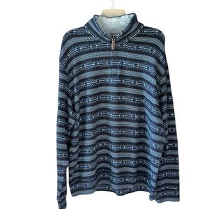 Land’s End Men’s XL 100% Cotton Blue Gray Quarter Zip Nordic Design Sweater